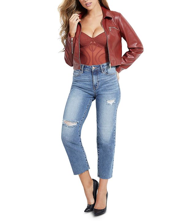 GUESS Cella Cropped Faux-Leather Jacket & Reviews ... (591 x 723 Pixel)