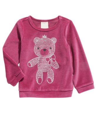 First Impressions Baby Girls Bear Velour Top, Created for Macy's - Macy's