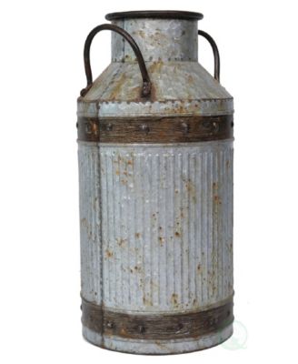 Galvanized Metal Rustic Milk Can, Large