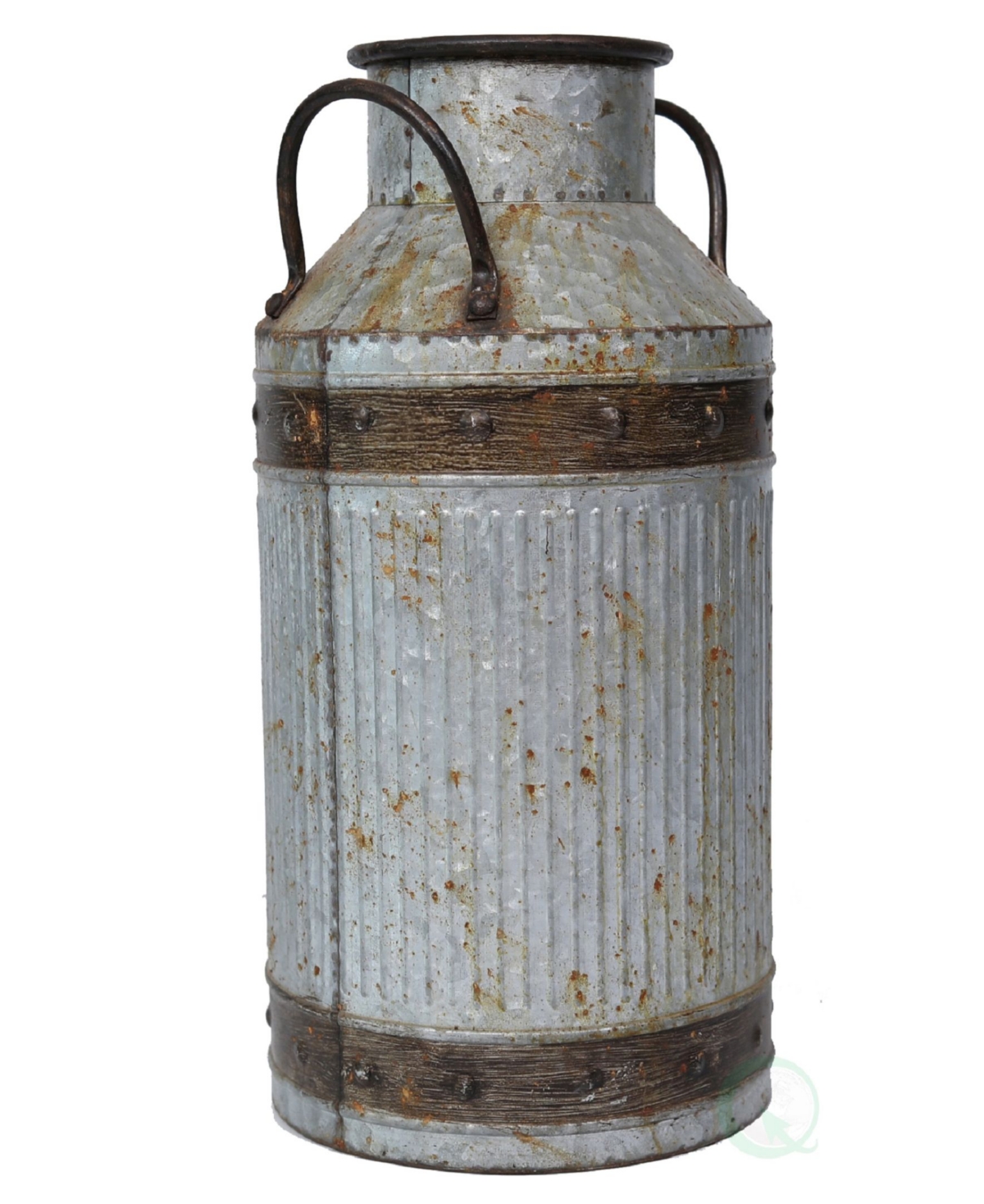 VINTIQUEWISE GALVANIZED METAL RUSTIC MILK CAN, LARGE 