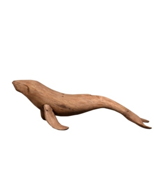 Villa2 Solid Wood Hand Carved Seal Sculpture in Vintage-Inspired Weathered Finish