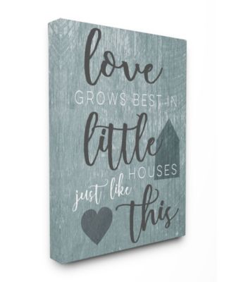 Love Grows Best In Little Houses Gray Illustration Canvas Wall Art, 24" x 30"