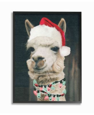 Christmas Llama Framed Giclee Art, 11" x 14"