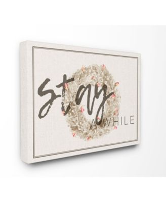 Stupell Industries Leinwandbild 'Stay A While Strawflower Kranz' – 61x76,2 Cm, Auf Holzrahmen Gespannt