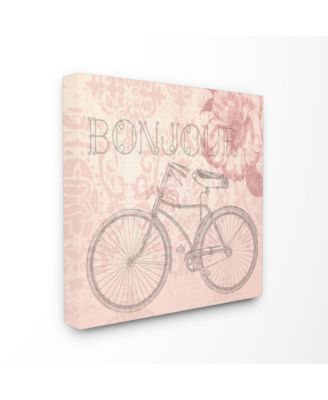 Bonjour Vintage-Inspired Bicycle Paris Canvas Wall Art, 17" x 17"