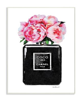 Stupell Industries Glam Perfume Bottle Flower Black Peony Pink Wall ...