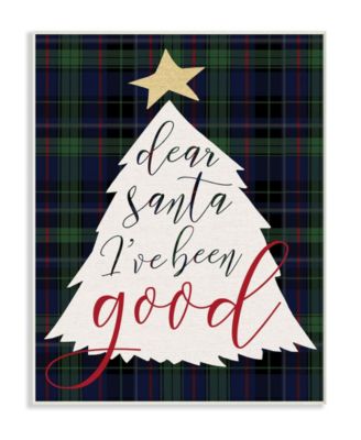 Dear Santa Christmas Tree Wall Plaque Art, 12.5" x 18.5"