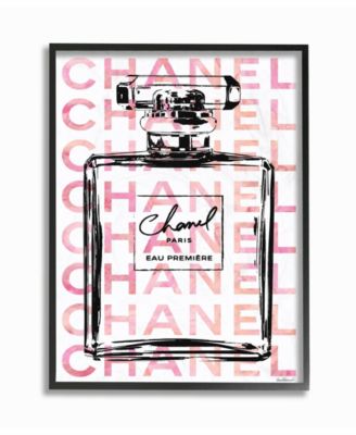 Glam Perfume Bottle with Words Pink Black Framed Giclee Art, 11" x 14"
