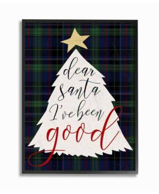 Dear Santa Christmas Tree Framed Giclee Art, 11" x 14"
