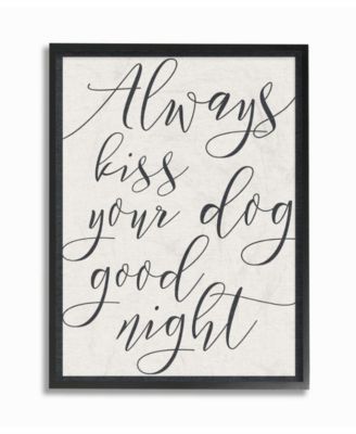 Always Kiss Your Dog Goodnight Tan Framed Giclee Art, 11" x 14"