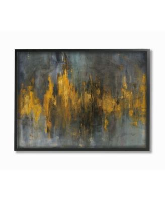 Black and Gold Abstract Fire Framed Giclee Art, 16" x 20"