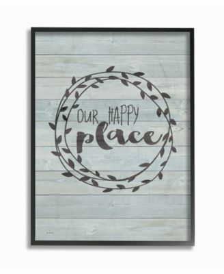 Our Happy Place Plank Wood Look Framed Giclee Art, 16" x 20"