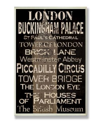 Home Decor London Landmark Typography Wall Plaque Art, 12.5" x 18.5"