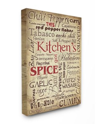 Home Decor Kitchen Spice Typography Canvas Wall Art, 24" x 30"