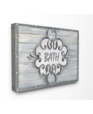 Home Decor Collection Bath Gray Bead Board with Scroll Plaque Bathroom Canvas Wall Art, 24" x 30"