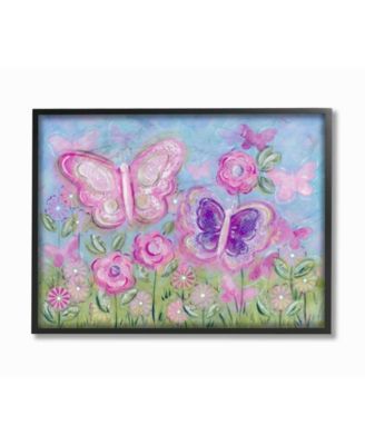The Kids Room Pastel Butterflies in a Garden Framed Giclee Art, 11" x 14"