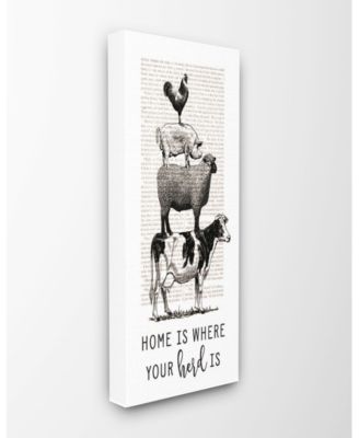 Home is Where Your Herd is Book Animals Canvas Wall Art, 10" x 24"