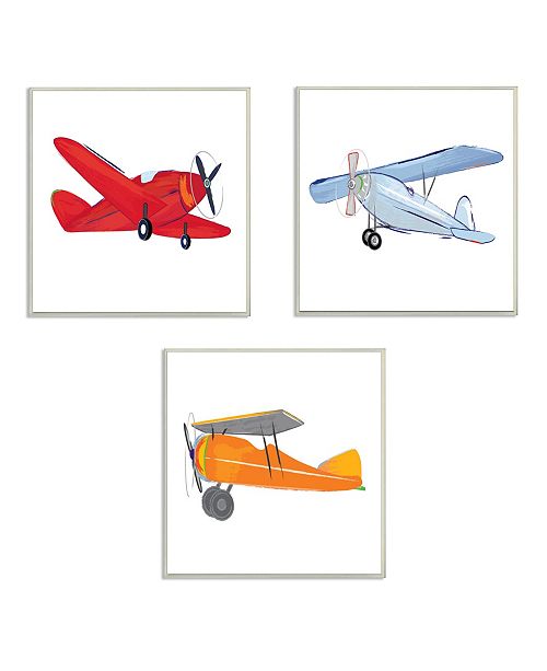 Stupell Industries Triple Colorful Airplanes Drawing 3 Piece Wall Plaque Art Set 12 X 12 Reviews All Wall Decor Home Decor Macy S