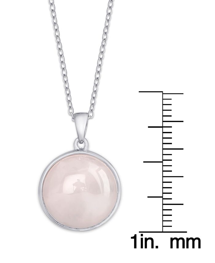 Macy's - Rose Quartz (7 ct. t.w.) Round Pendant 18" Necklace in Sterling Silver