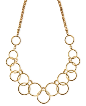 Nine West Necklace, Gold-Tone Circle Frontal Necklace