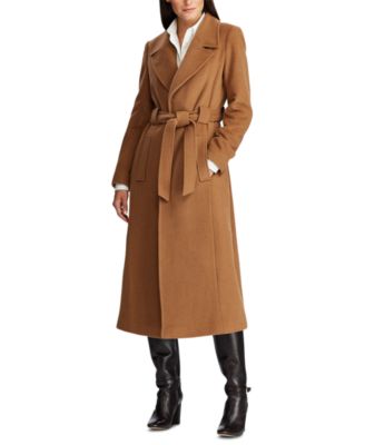 lauren ralph lauren long belted wool blend wrap coat