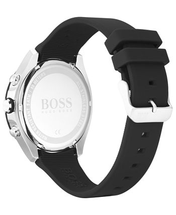 BOSS - Men's Chronograph Velocity Black Silicone Strap Watch 45mm