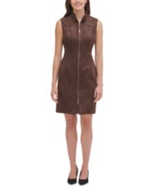 Faux-Suede Sheath Dress