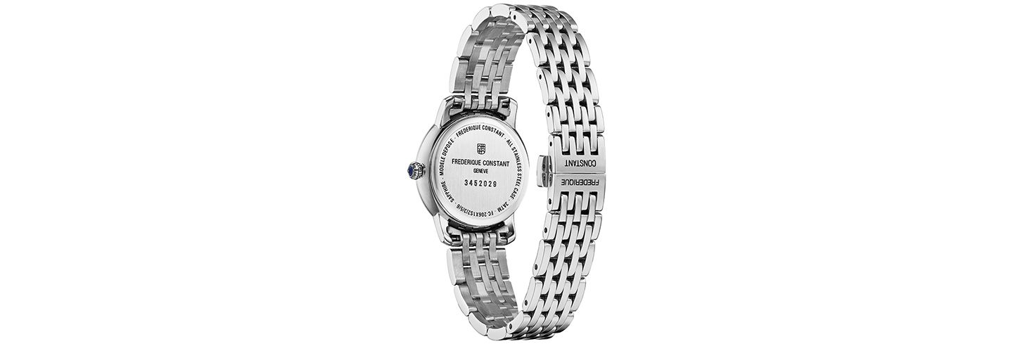 Женские часы Frederique Constant Swiss Slimline Diamond (1/20 ct. t.w.) Stainless Steel Bracelet Watch 30mm — фото 4