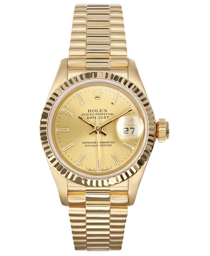 Pre-Owned Rolex Ladies 18K Presidential With Champagne Dial 26mm - Macy's