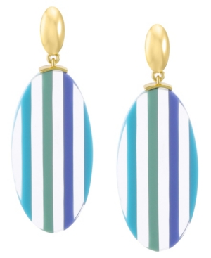 image of Trifari Gold-Tone Colored Resin Post Drop Earrings