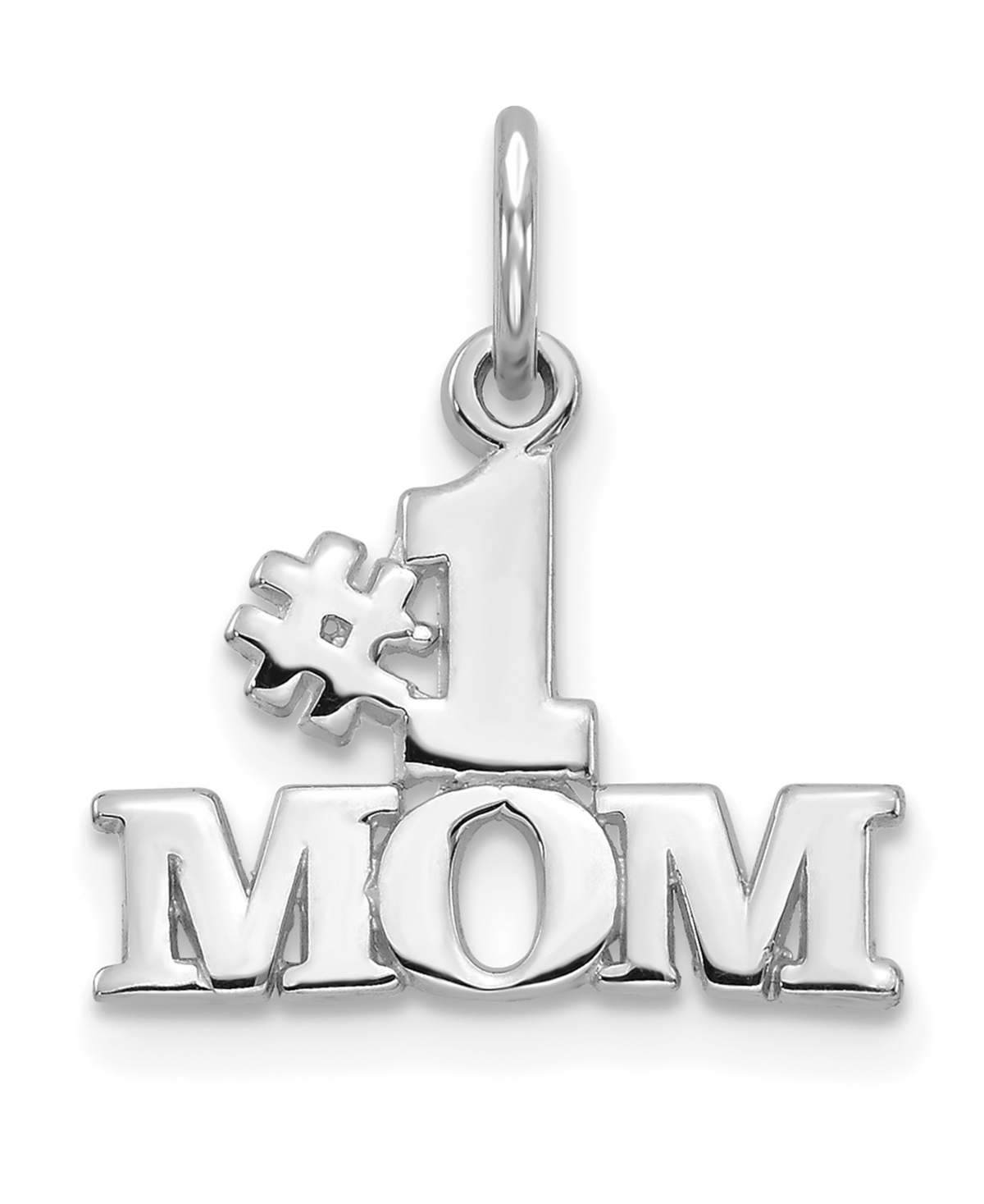 #1 Mom Charm in 14k White Gold - White Gold