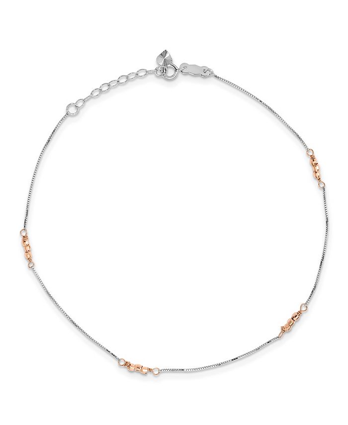 Macy s Beaded Anklet in 14k White and Rose Gold Macy s