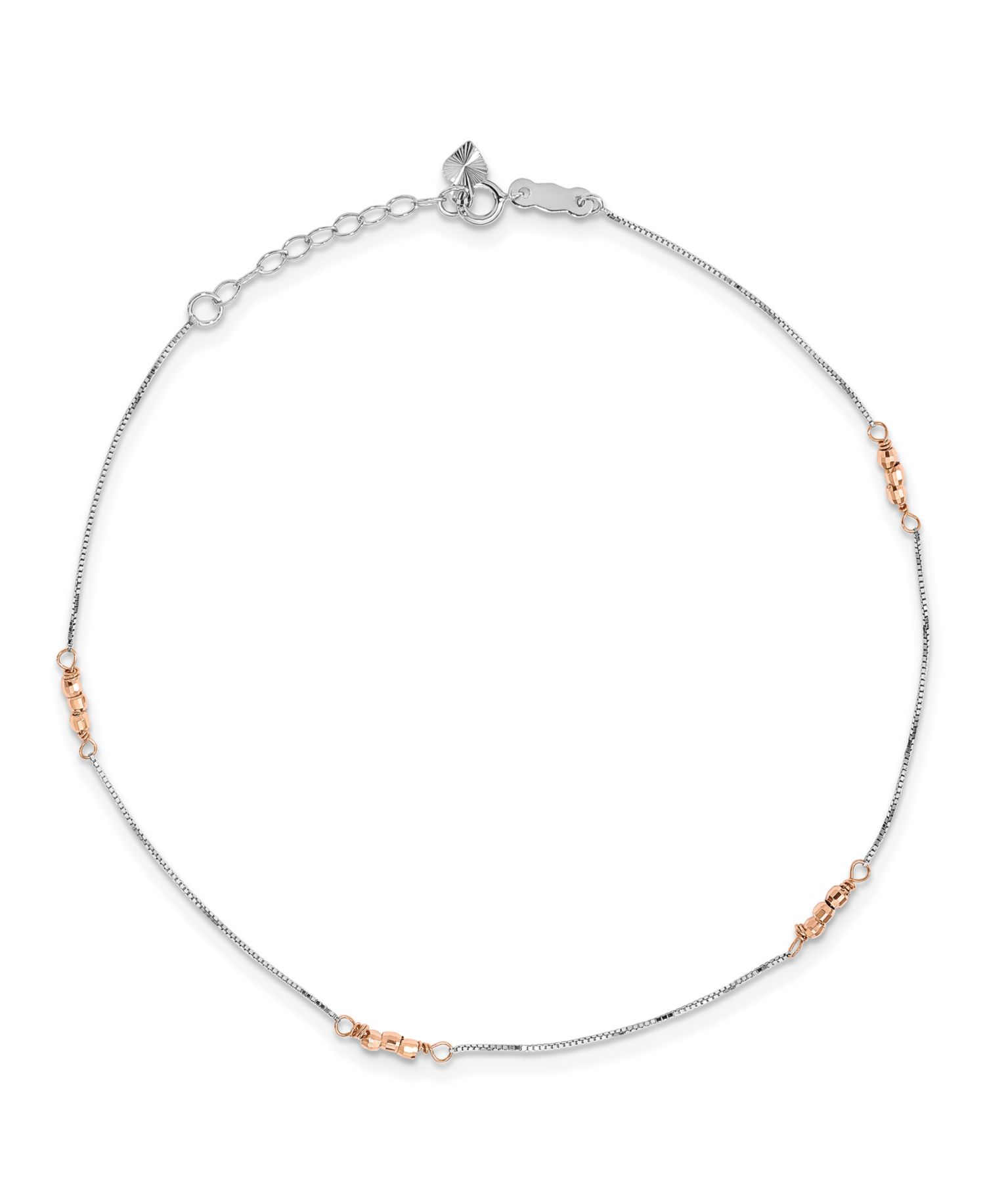 Beaded Anklet in 14k White and Rose Gold