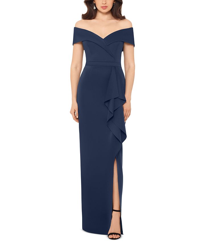 xscape off shoulder gown