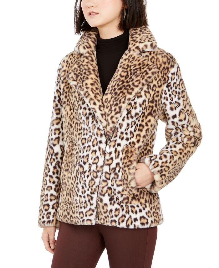 BCBGeneration Faux-Fur Leopard-Print Coat - Macy's