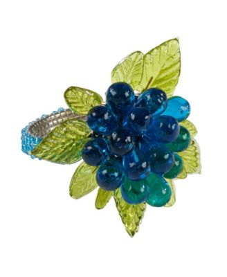 Flower and Leaves Design Beaded Napkin Ring, Set of 4