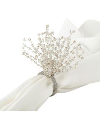Beaded Spray Design Napkin Ring, Set of 4