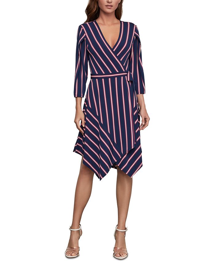 BCBGMAXAZRIA Striped Wrap Dress - Macy's