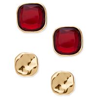 2-Piece Style & Co Set Colored Stone Square Stud Earrings