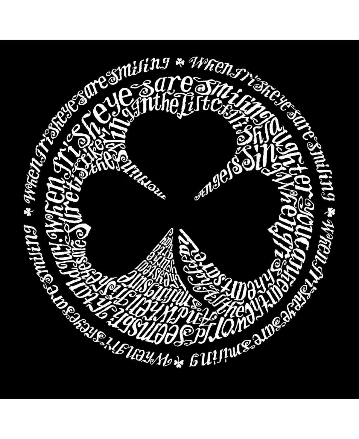 La Pop Art Men's Word Art Long Sleeve T-Shirt- Irish Eyes Clover