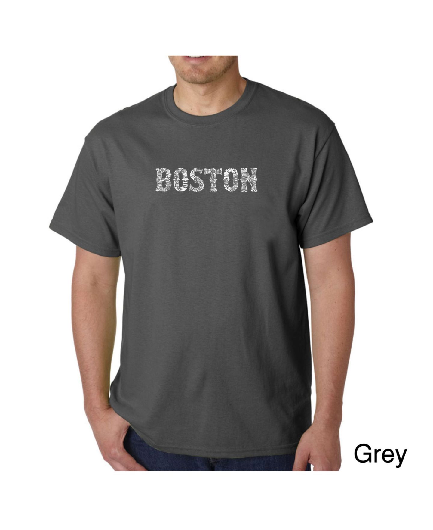Мужская футболка LA Pop Art Word Art - Boston Neighborhoods, цвет: Чёрный — фото 3