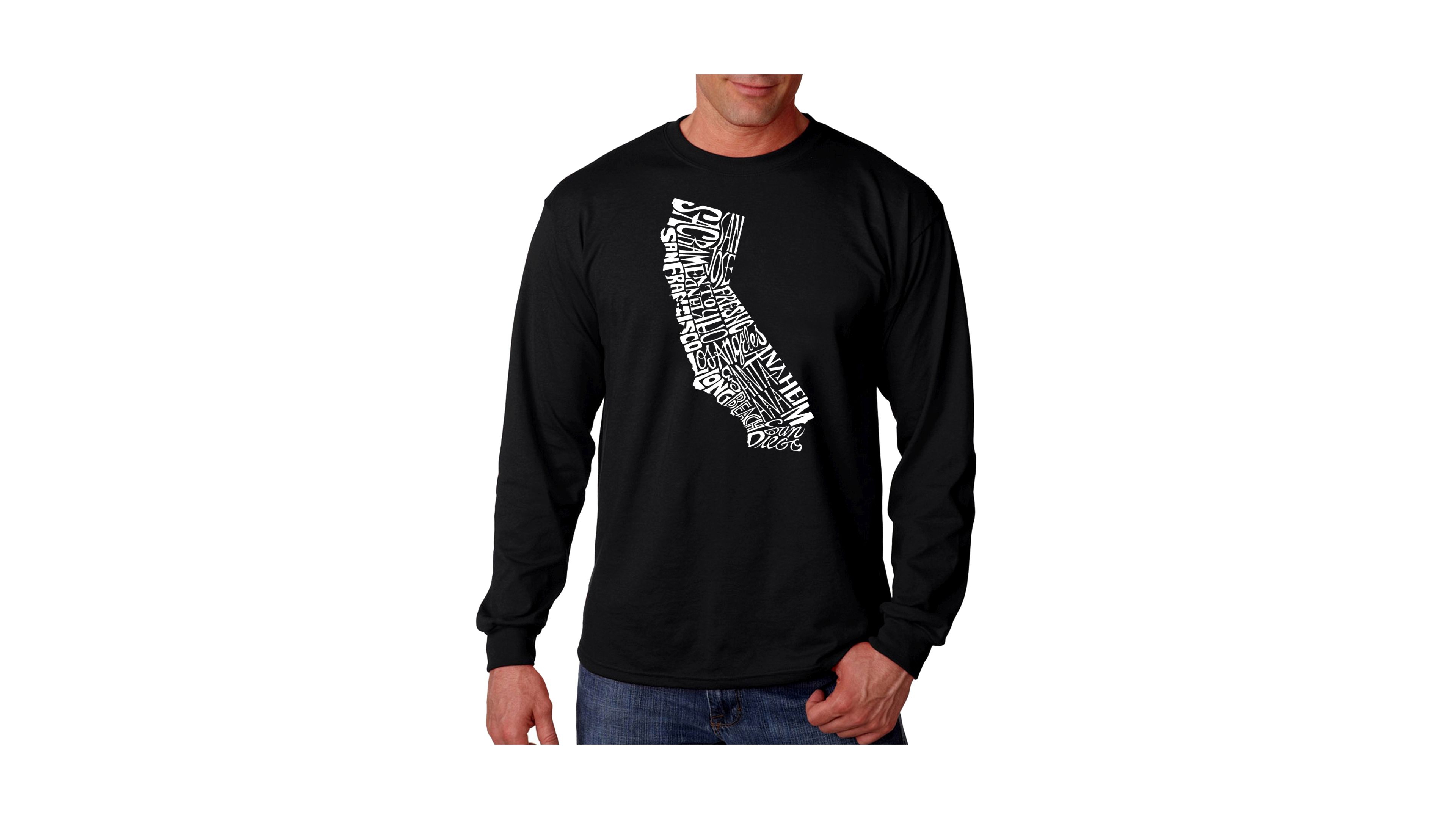 La Pop Art Men's Word Long Sleeve T-Shirt - California State