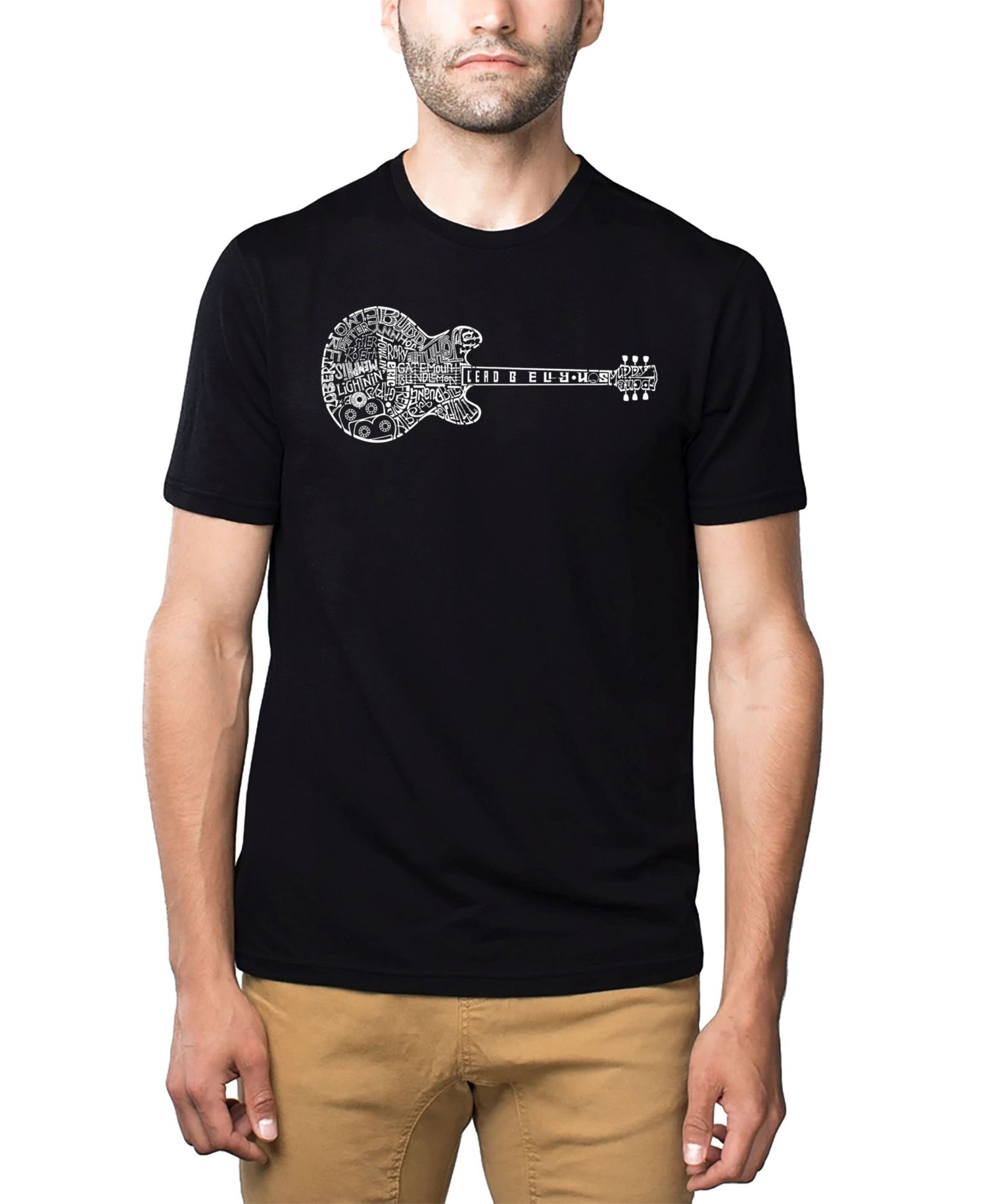 Men's Cotton/Poly Blend Word Art T-Shirt - Blues Legends Guitar