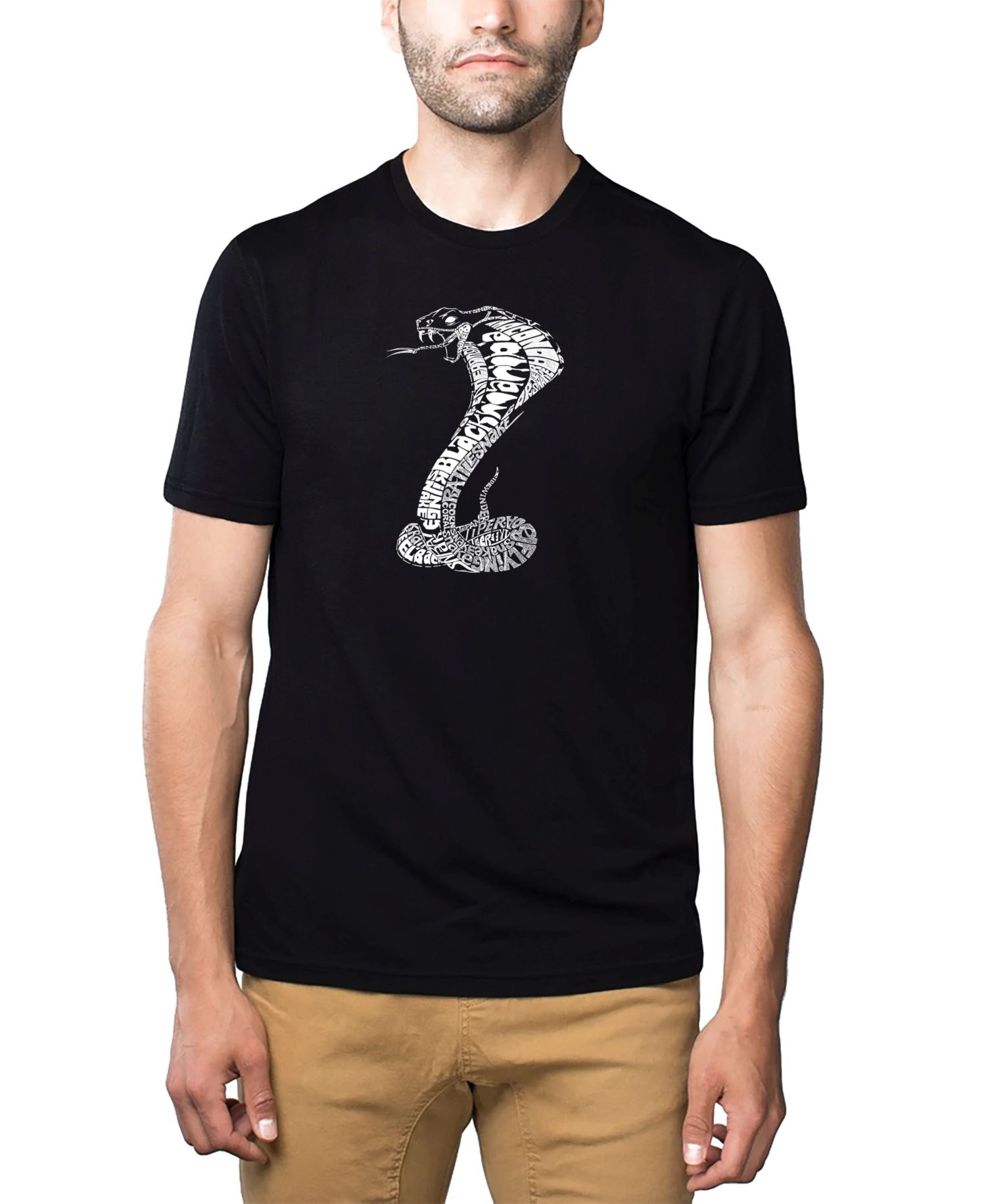 Men's Cotton/Poly Blend Word Art T-Shirt - Cobra Types of Snakes