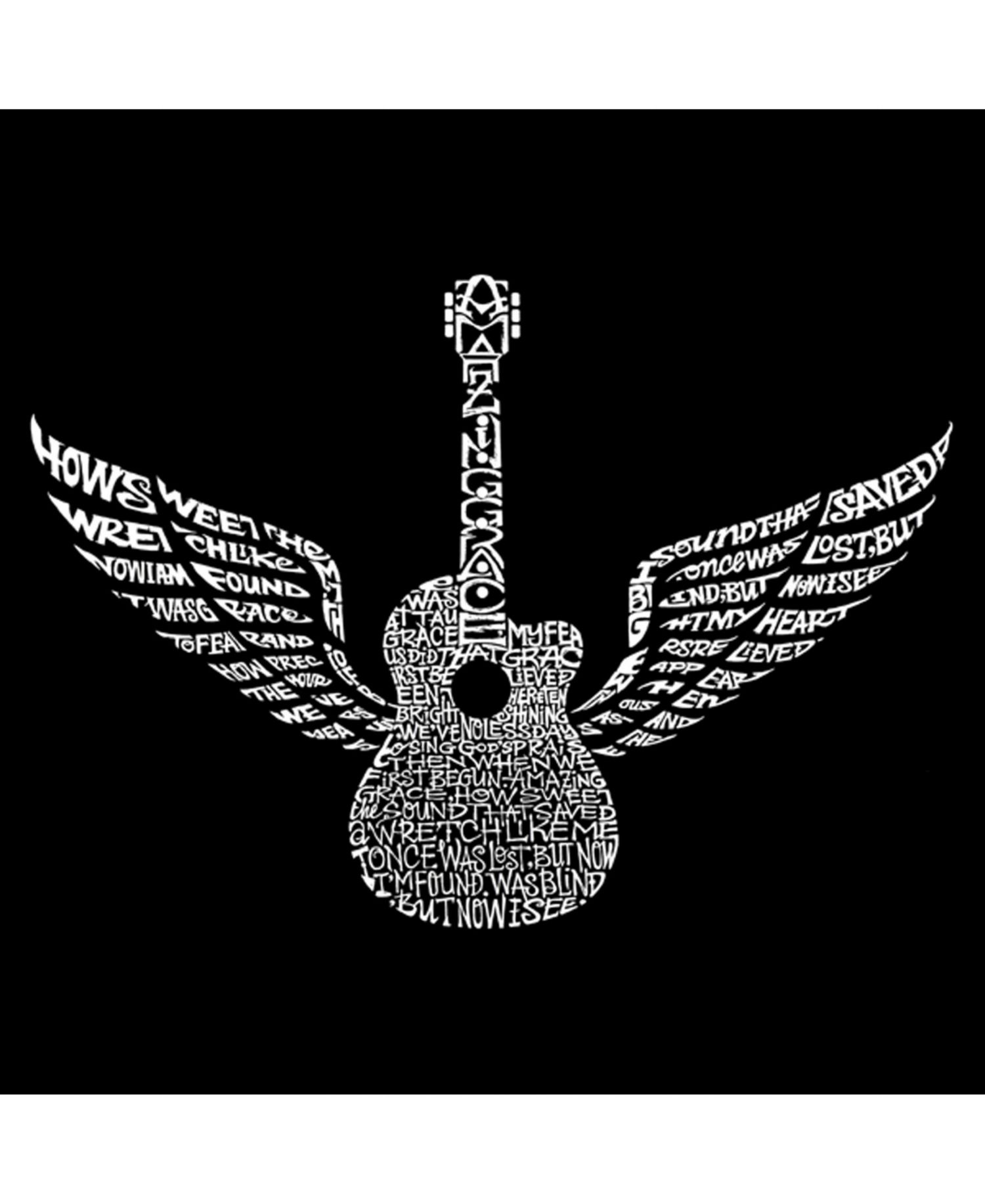 Men's Cotton/Poly Blend Word Art T-Shirt - Amazing Grace Guitar