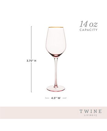 Twine Linger Crystal Wine Glasses Set of 2 - 14oz Stemmed White Wine  Glasses