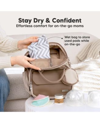 14pk Organic Nursing Pads, Washable Breast Pads + Wash Bag, Reusable Nipple Pads