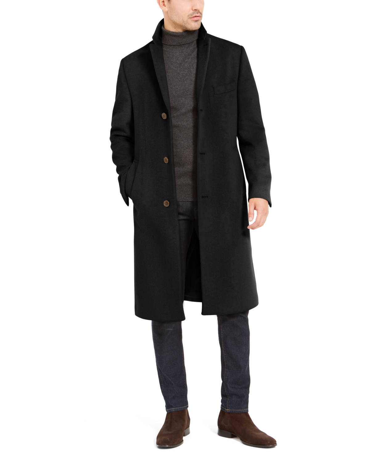 Lauren Ralph Lauren Men's Columbia Classic-fit Overcoat In Black | ModeSens