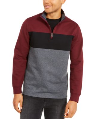 Men's Colorblocked Quarter-Zip Fleece Sweatshirt, Created for Macy's  