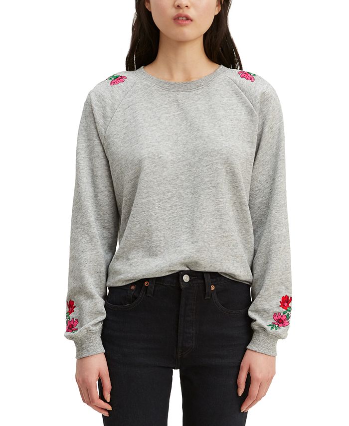 Levi's Women's Floral-Embroidered Sweatshirt - Macy's